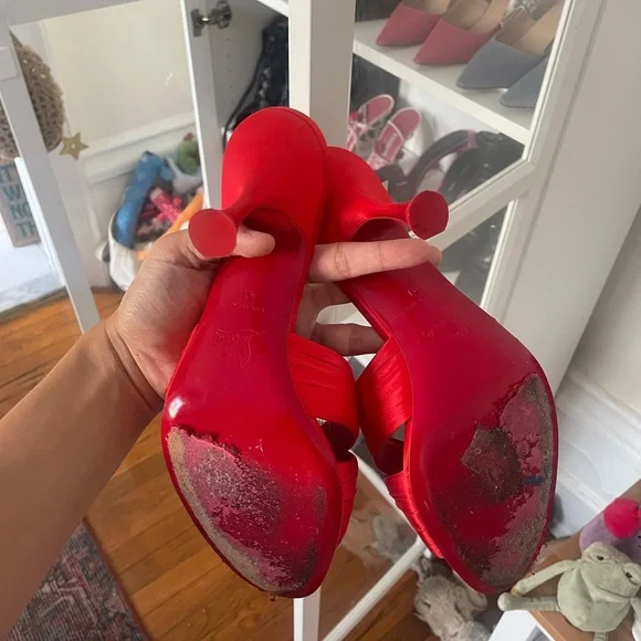 Christian Louboutin Red Women's Slide Sandals size 41 So Nicol - Picture 2 of 3